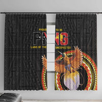 Papua New Guinea Tok Pisin Wik Window Curtain Land Of The Unexpected LT05 With Hooks Black - Polynesian Pride
