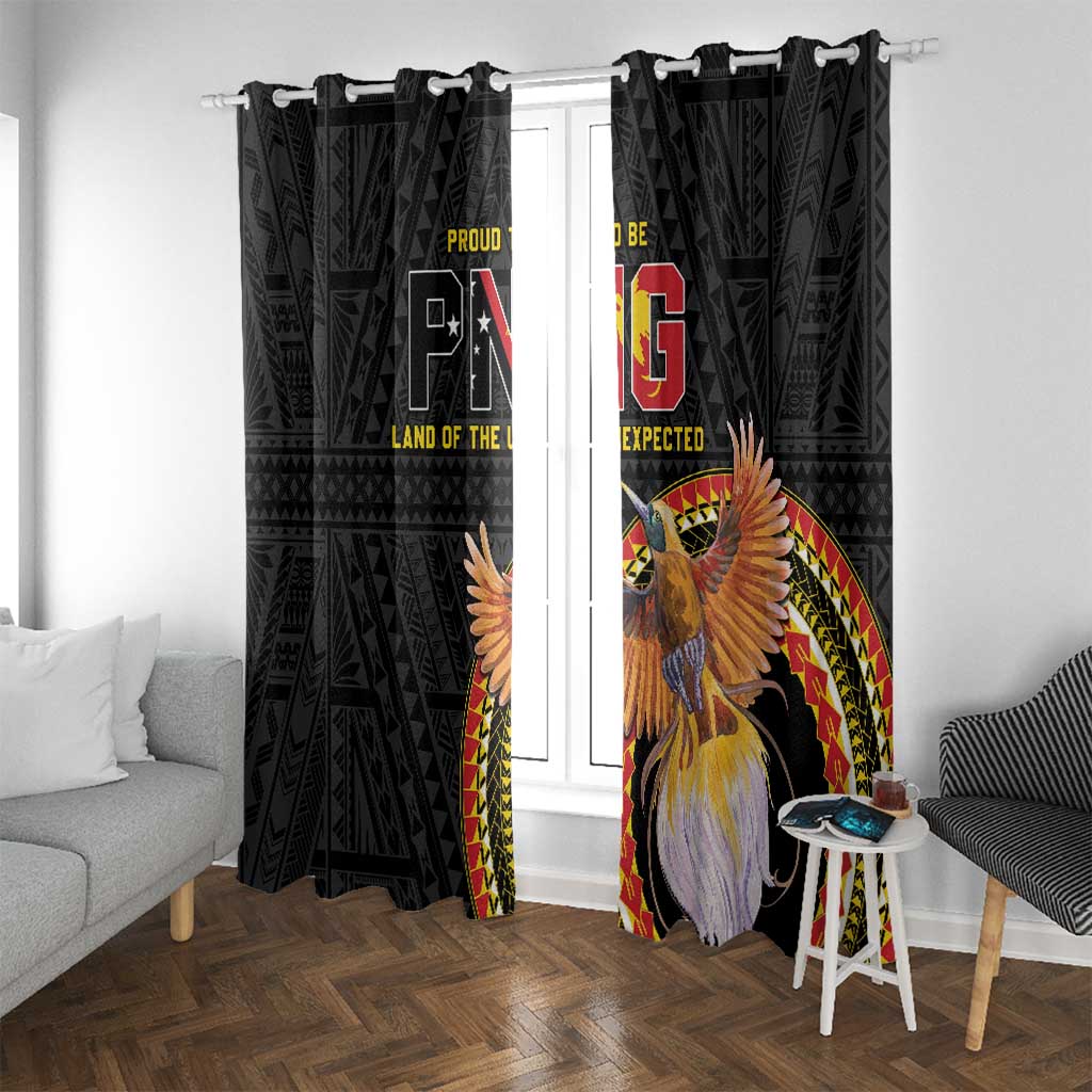 Papua New Guinea Tok Pisin Wik Window Curtain Land Of The Unexpected LT05 With Grommets Black - Polynesian Pride