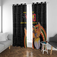 Papua New Guinea Tok Pisin Wik Window Curtain Land Of The Unexpected LT05 With Grommets Black - Polynesian Pride