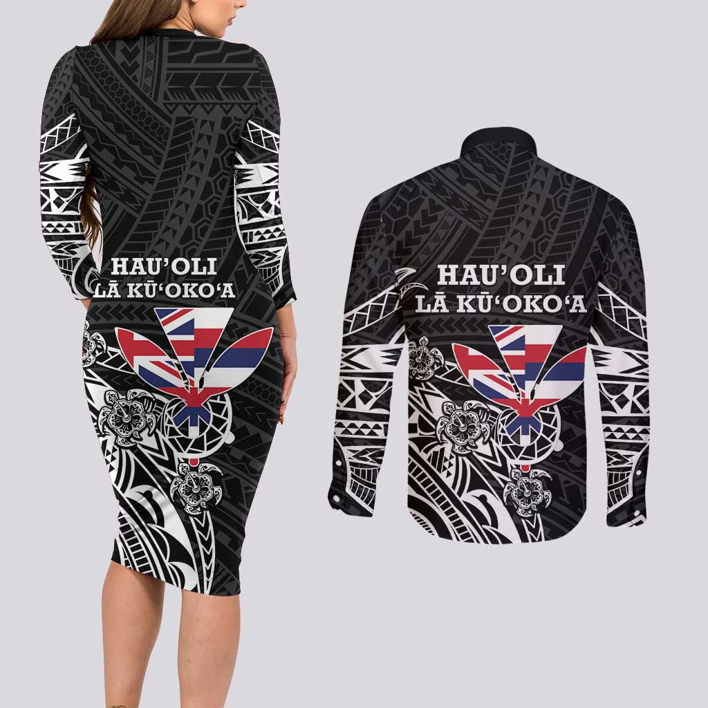 Hawaii November 28th Is My Independence Day Couples Matching Long Sleeve Bodycon Dress and Long Sleeve Button Shirt LT05 - Polynesian Pride