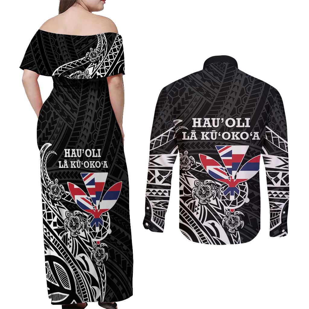 Hawaii November 28th Is My Independence Day Couples Matching Off Shoulder Maxi Dress and Long Sleeve Button Shirt LT05 - Polynesian Pride