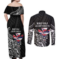 Hawaii November 28th Is My Independence Day Couples Matching Off Shoulder Maxi Dress and Long Sleeve Button Shirt LT05 - Polynesian Pride
