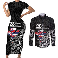 Hawaii November 28th Is My Independence Day Couples Matching Short Sleeve Bodycon Dress and Long Sleeve Button Shirt LT05 Black - Polynesian Pride