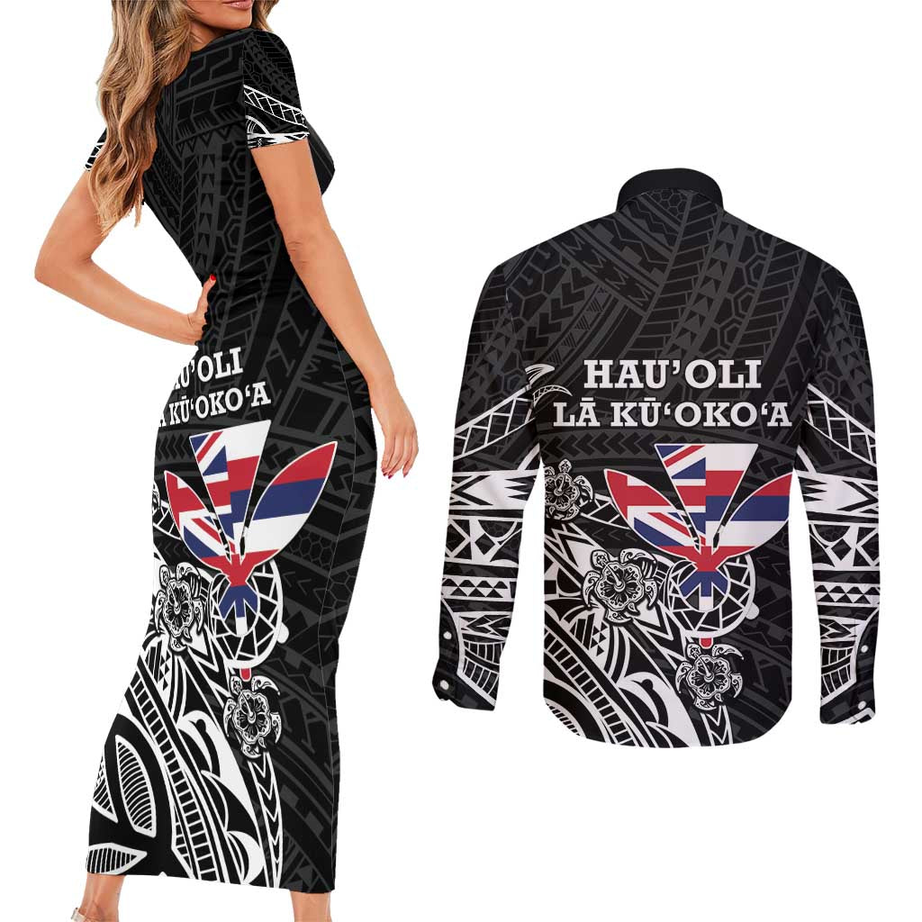 Hawaii November 28th Is My Independence Day Couples Matching Short Sleeve Bodycon Dress and Long Sleeve Button Shirt LT05 - Polynesian Pride