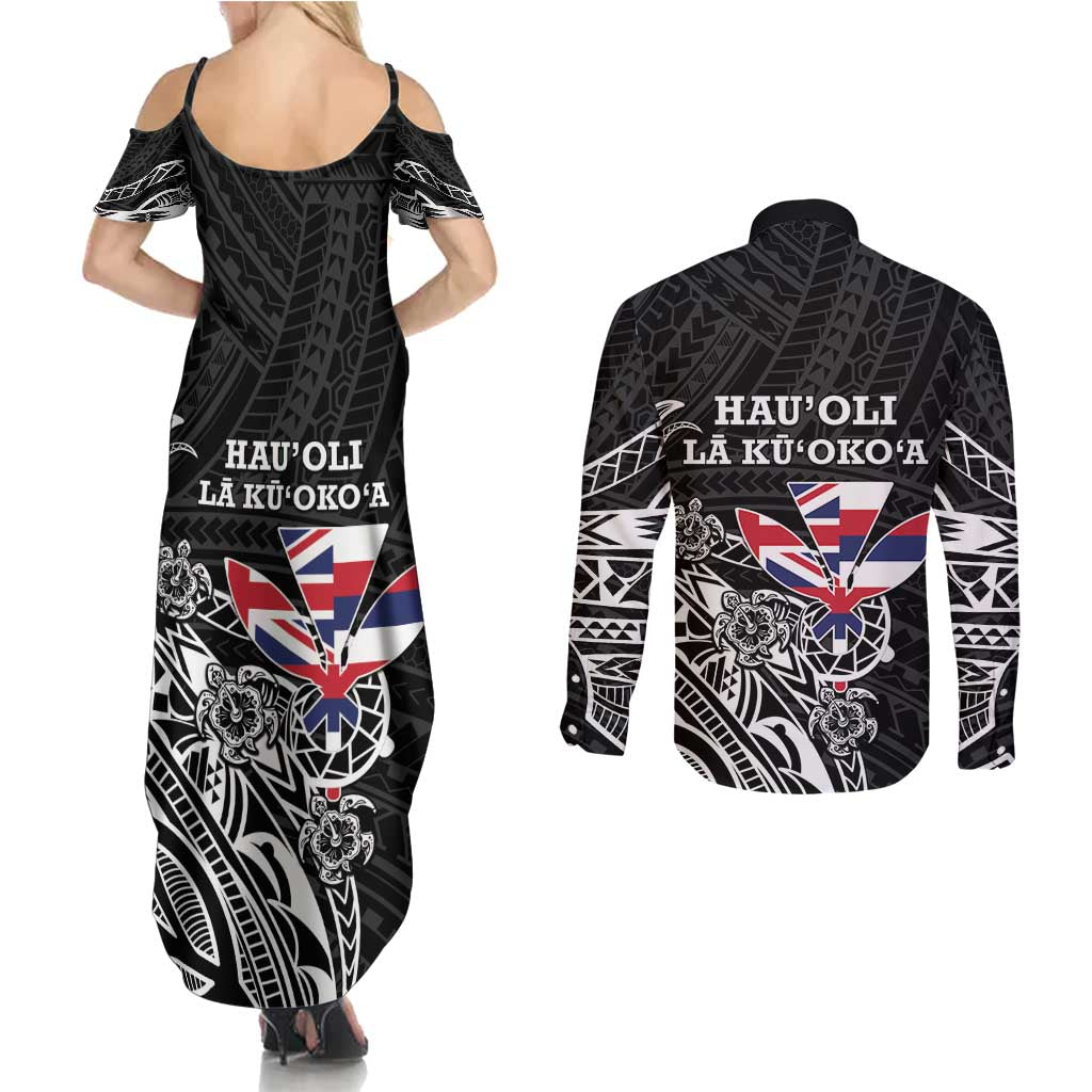 Hawaii November 28th Is My Independence Day Couples Matching Summer Maxi Dress and Long Sleeve Button Shirt LT05 - Polynesian Pride