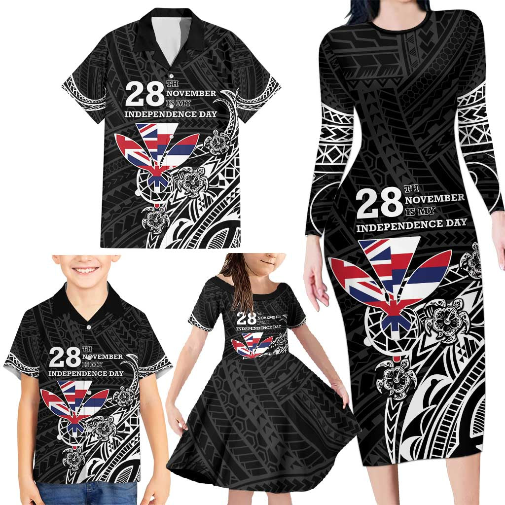 Hawaii November 28th Is My Independence Day Family Matching Long Sleeve Bodycon Dress and Hawaiian Shirt