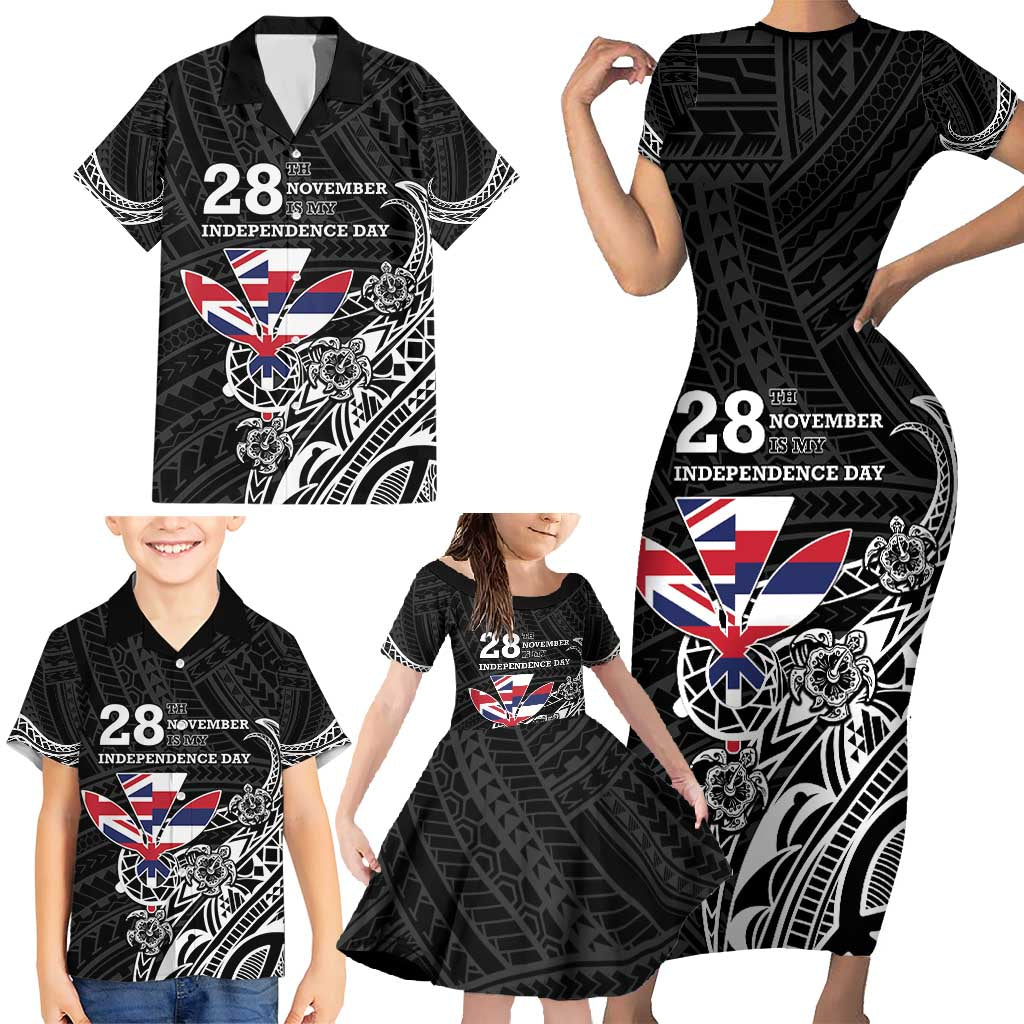 Hawaii November 28th Is My Independence Day Family Matching Short Sleeve Bodycon Dress and Hawaiian Shirt