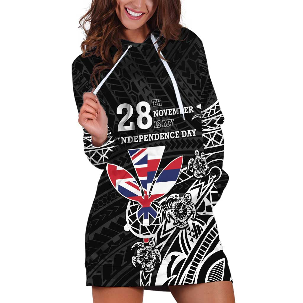Hawaii November 28th Is My Independence Day Hoodie Dress LT05 Black - Polynesian Pride