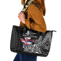 Hawaii November 28th Is My Independence Day Leather Tote Bag LT05 Black - Polynesian Pride