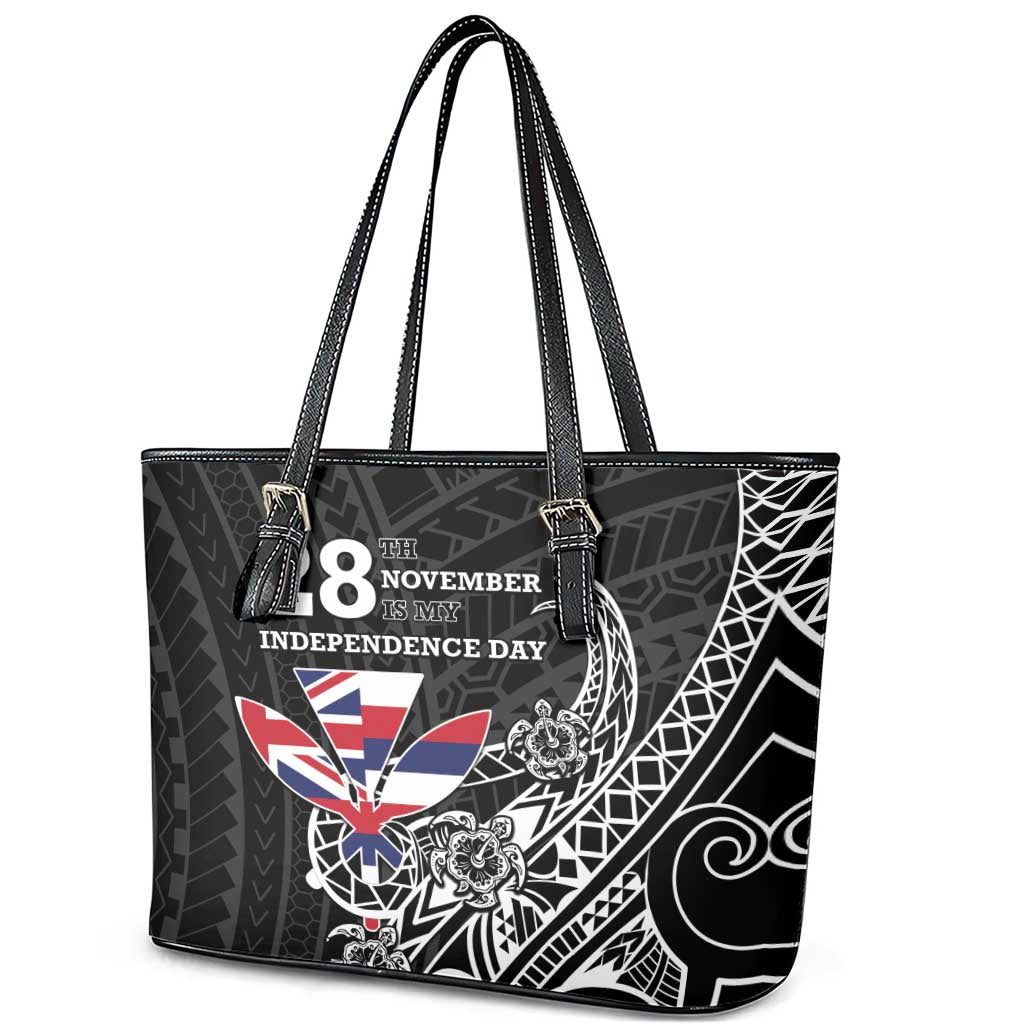 Hawaii November 28th Is My Independence Day Leather Tote Bag LT05 - Polynesian Pride