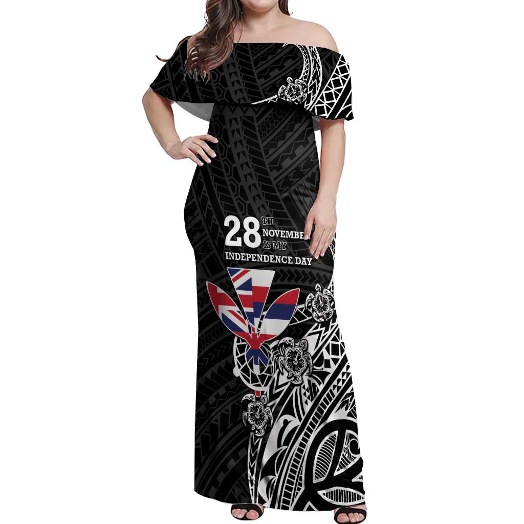 Hawaii November 28th Is My Independence Day Off Shoulder Maxi Dress LT05 Women Black - Polynesian Pride