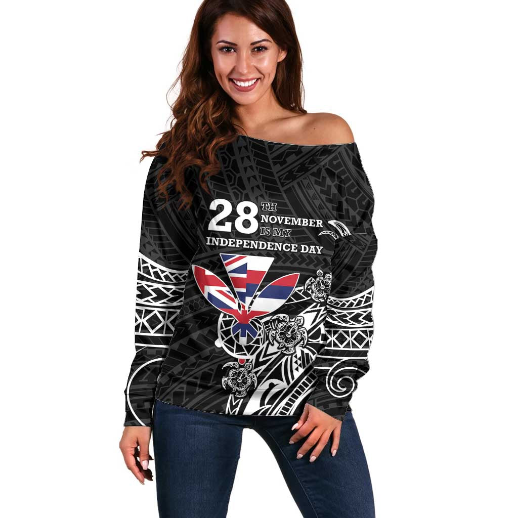 Hawaii November 28th Is My Independence Day Off Shoulder Sweater