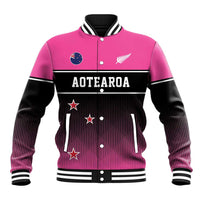 Custom New Zealand Women Cricket Baseball Jacket Pink Simple Style LT05 Unisex Pink - Polynesian Pride