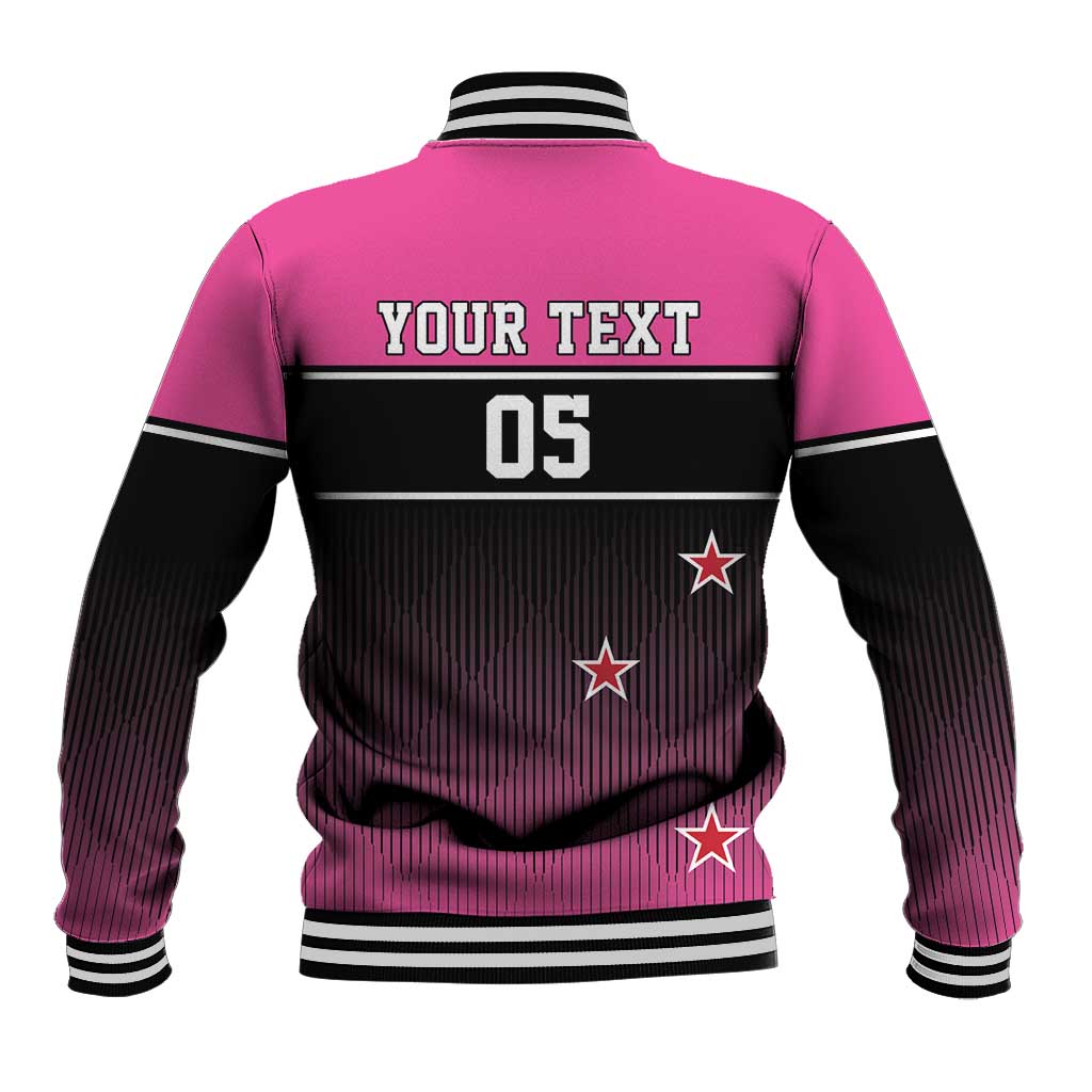 Custom New Zealand Women Cricket Baseball Jacket Pink Simple Style LT05 - Polynesian Pride