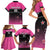 Custom New Zealand Women Cricket Family Matching Short Sleeve Bodycon Dress and Hawaiian Shirt Pink Simple Style