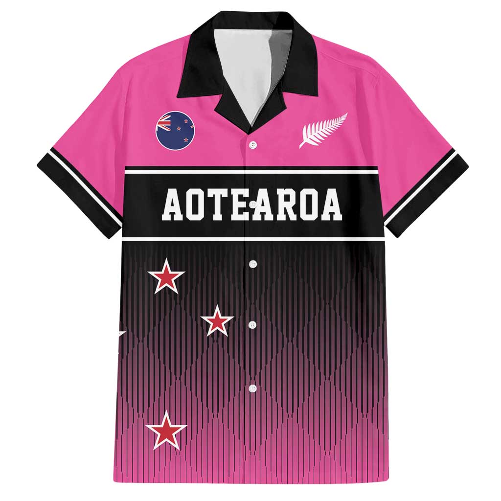 Custom New Zealand Women Cricket Hawaiian Shirt Pink Simple Style LT05 Pink - Polynesian Pride