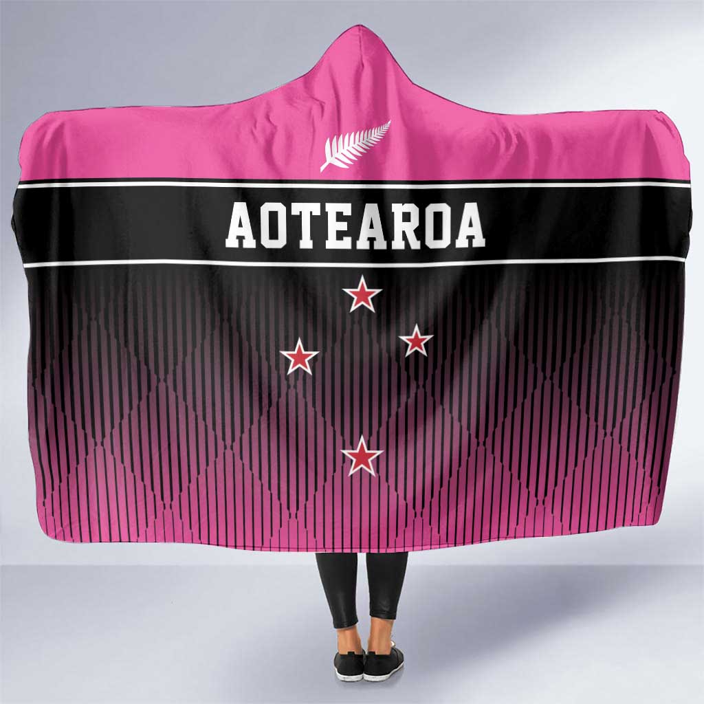 New Zealand Women Cricket Hooded Blanket Pink Simple Style LT05 One Size Pink - Polynesian Pride