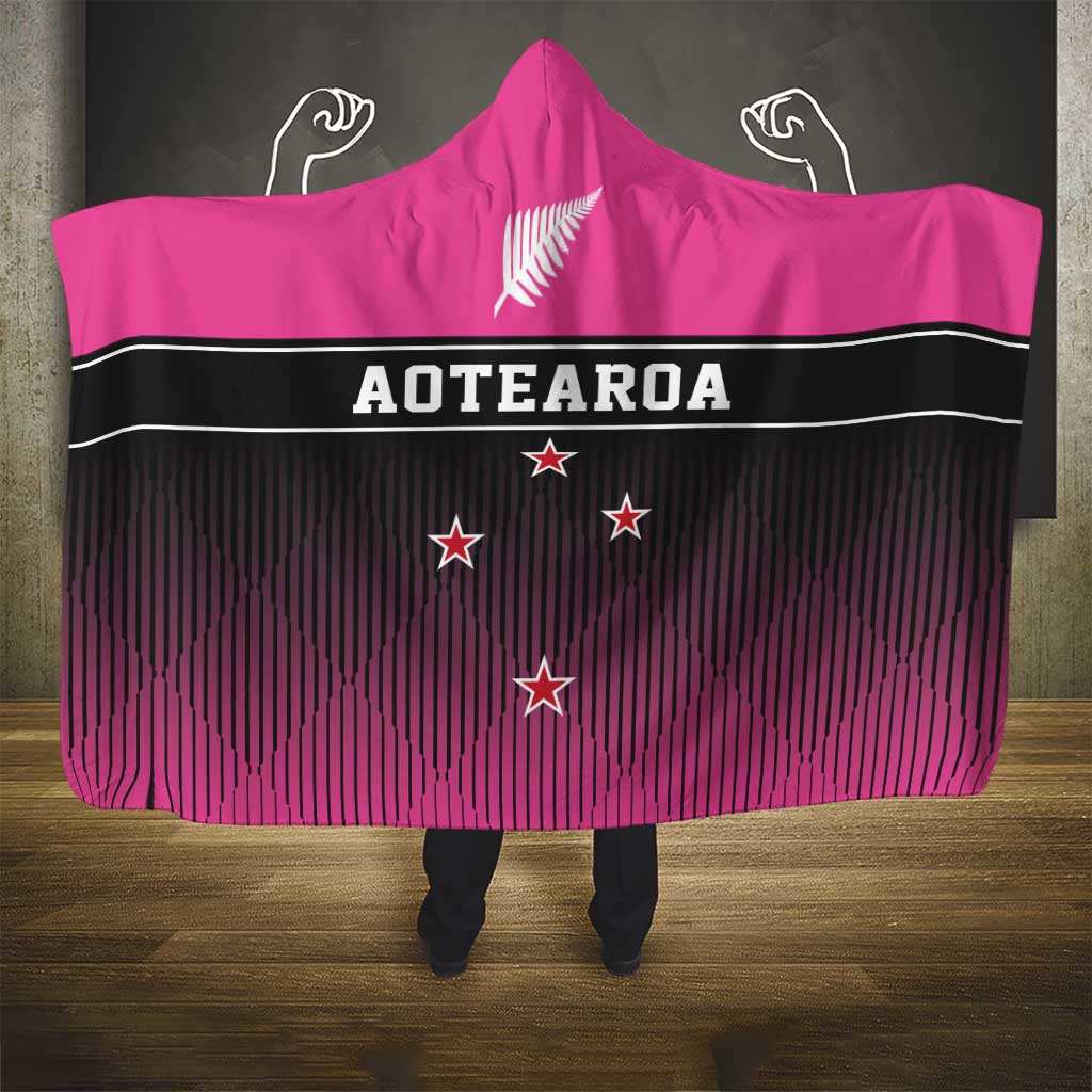 New Zealand Women Cricket Hooded Blanket Pink Simple Style LT05 - Polynesian Pride