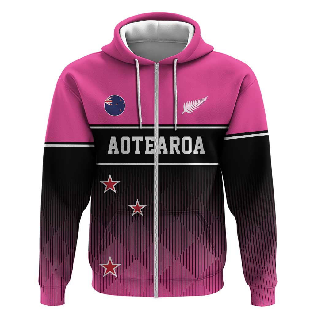 Custom New Zealand Women Cricket Hoodie Pink Simple Style