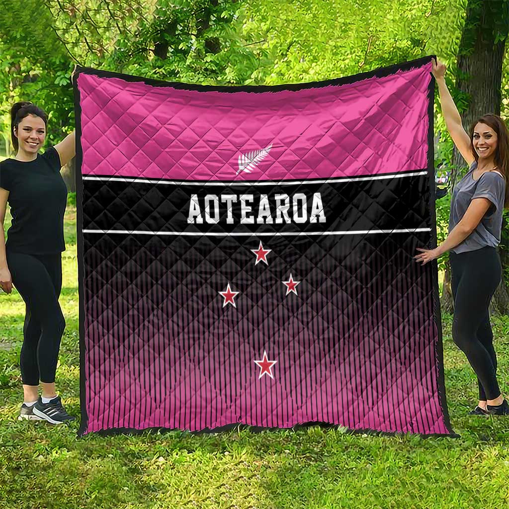 New Zealand Women Cricket Quilt Pink Simple Style