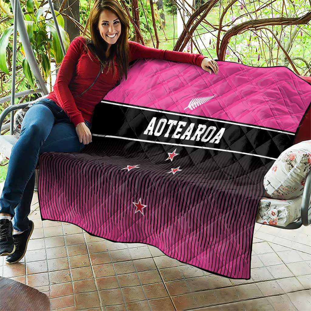 New Zealand Women Cricket Quilt Pink Simple Style