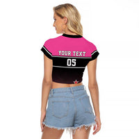 Custom New Zealand Women Cricket Raglan Cropped T Shirt Pink Simple Style LT05 - Polynesian Pride