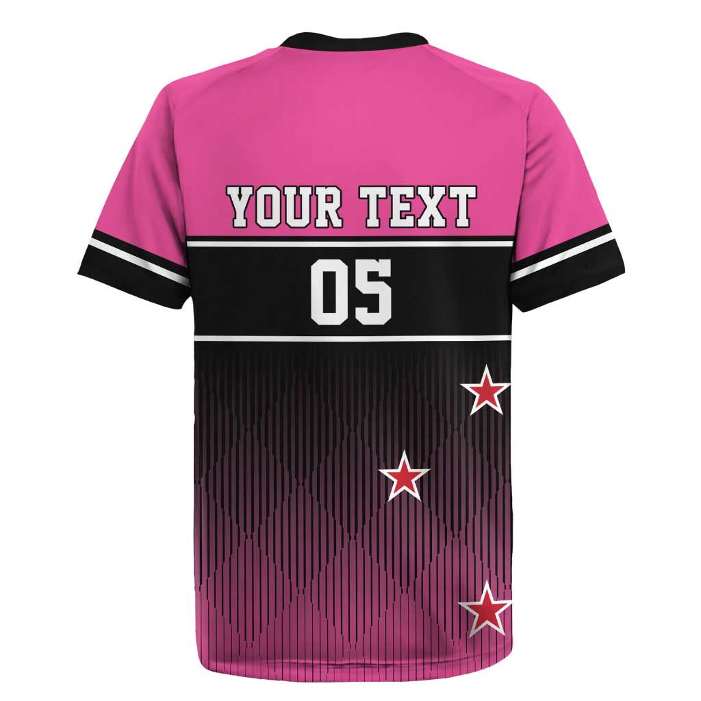 Custom New Zealand Women Cricket Rugby Jersey Pink Simple Style