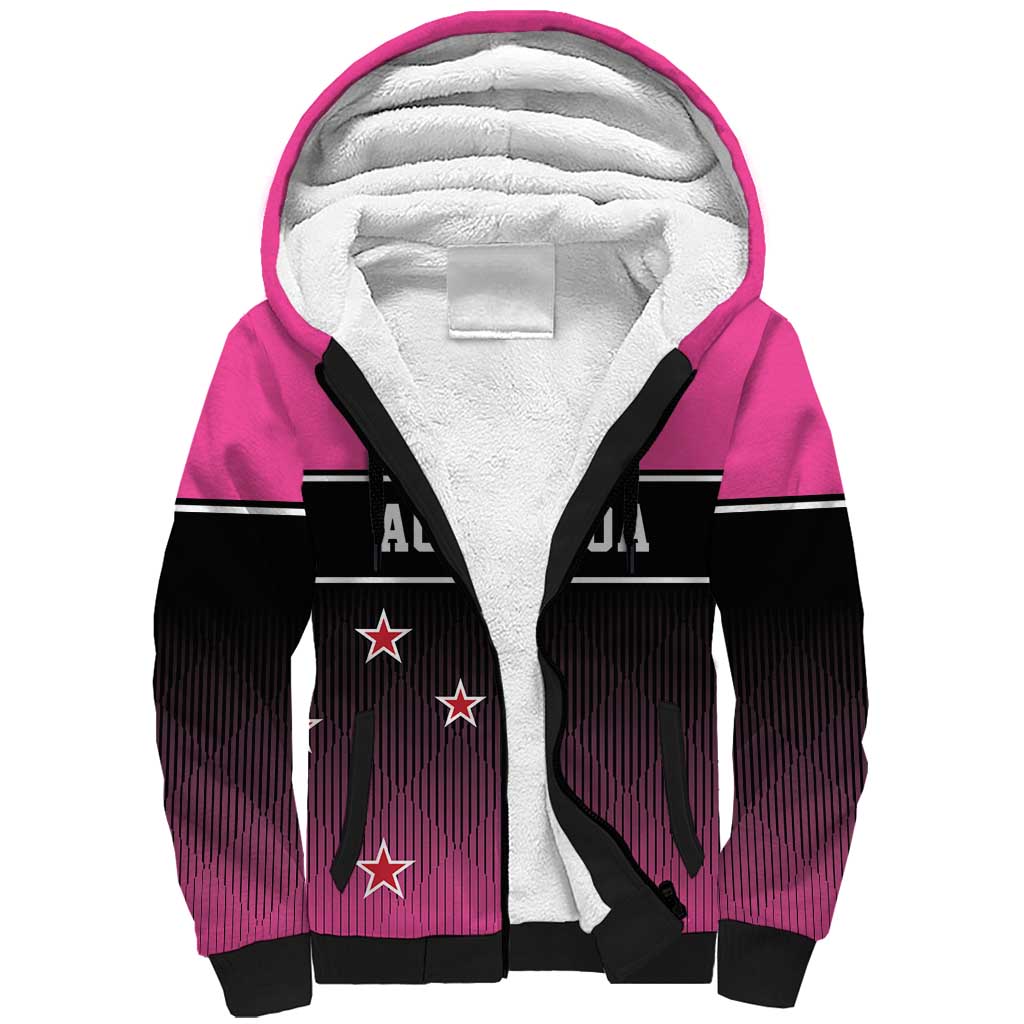 Custom New Zealand Women Cricket Sherpa Hoodie Pink Simple Style LT05 Unisex Pink - Polynesian Pride