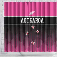 New Zealand Women Cricket Shower Curtain Pink Simple Style