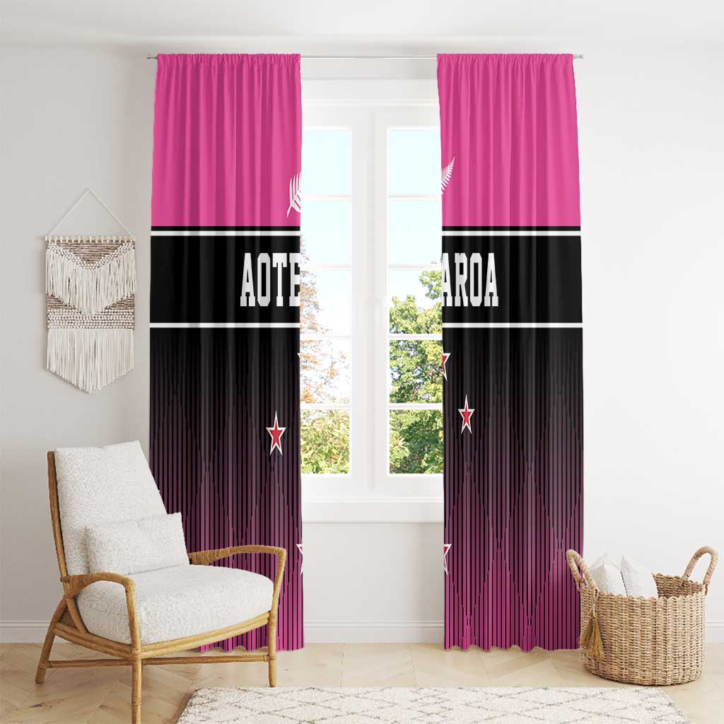New Zealand Women Cricket Window Curtain Pink Simple Style LT05 - Polynesian Pride
