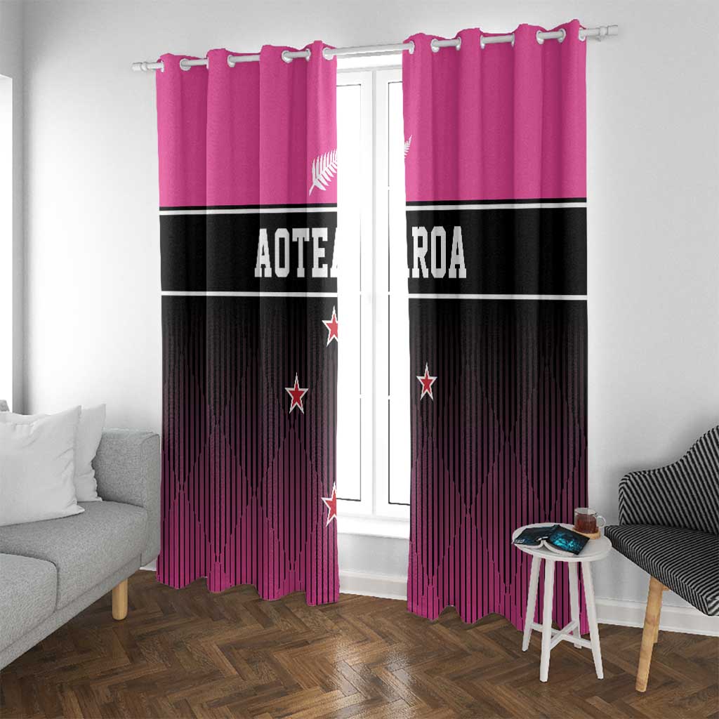 New Zealand Women Cricket Window Curtain Pink Simple Style LT05 With Grommets Pink - Polynesian Pride