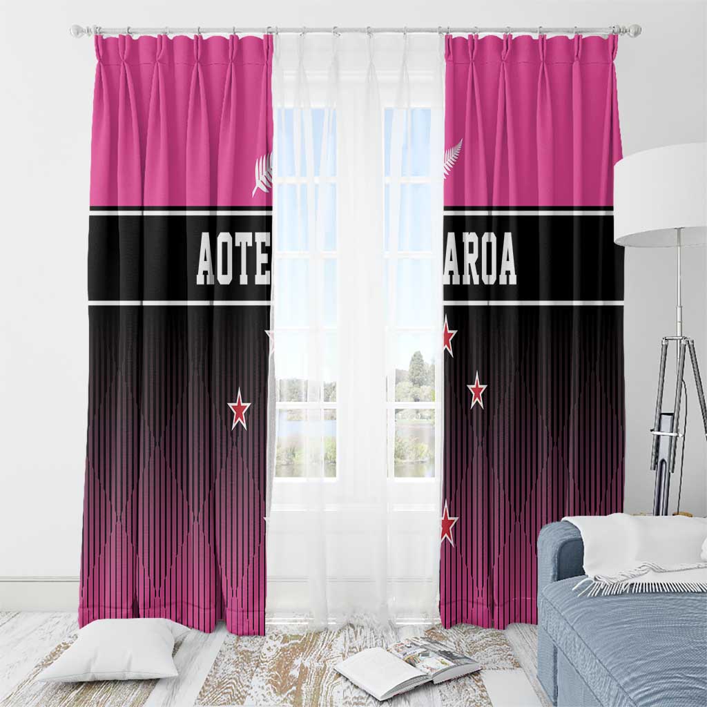 New Zealand Women Cricket Window Curtain Pink Simple Style LT05 - Polynesian Pride