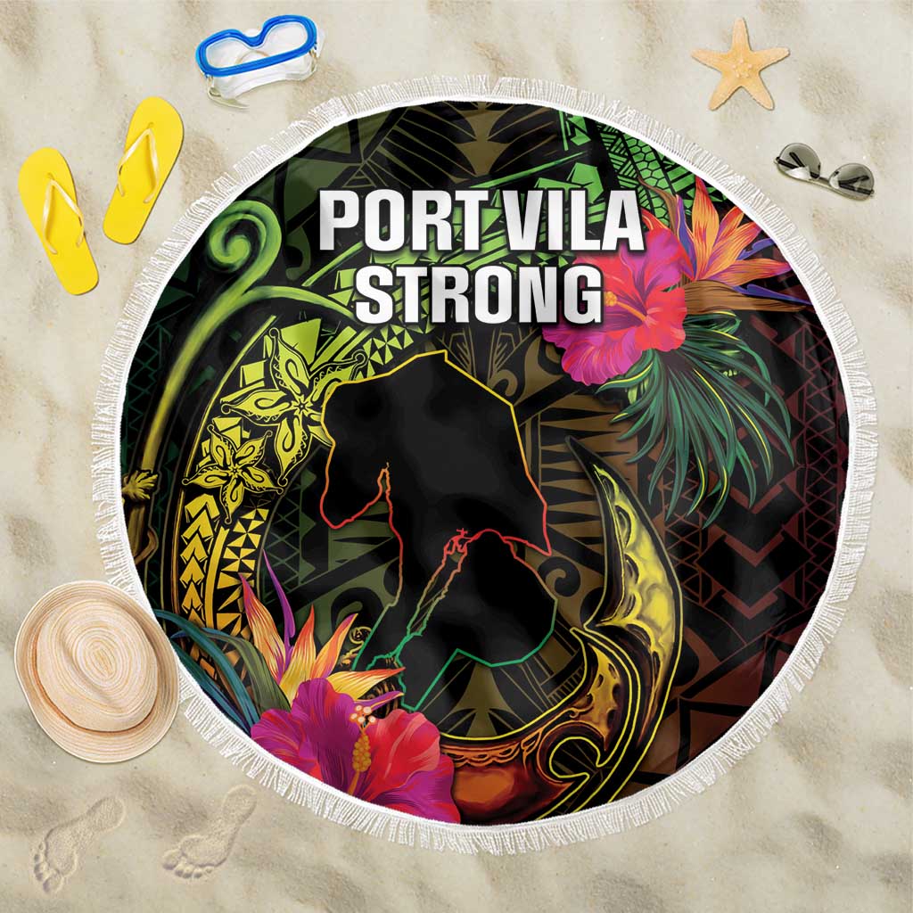 Vanuatu Beach Blanket Be Strong Pray For Port Vila LT05 One Size 150cm Black - Polynesian Pride