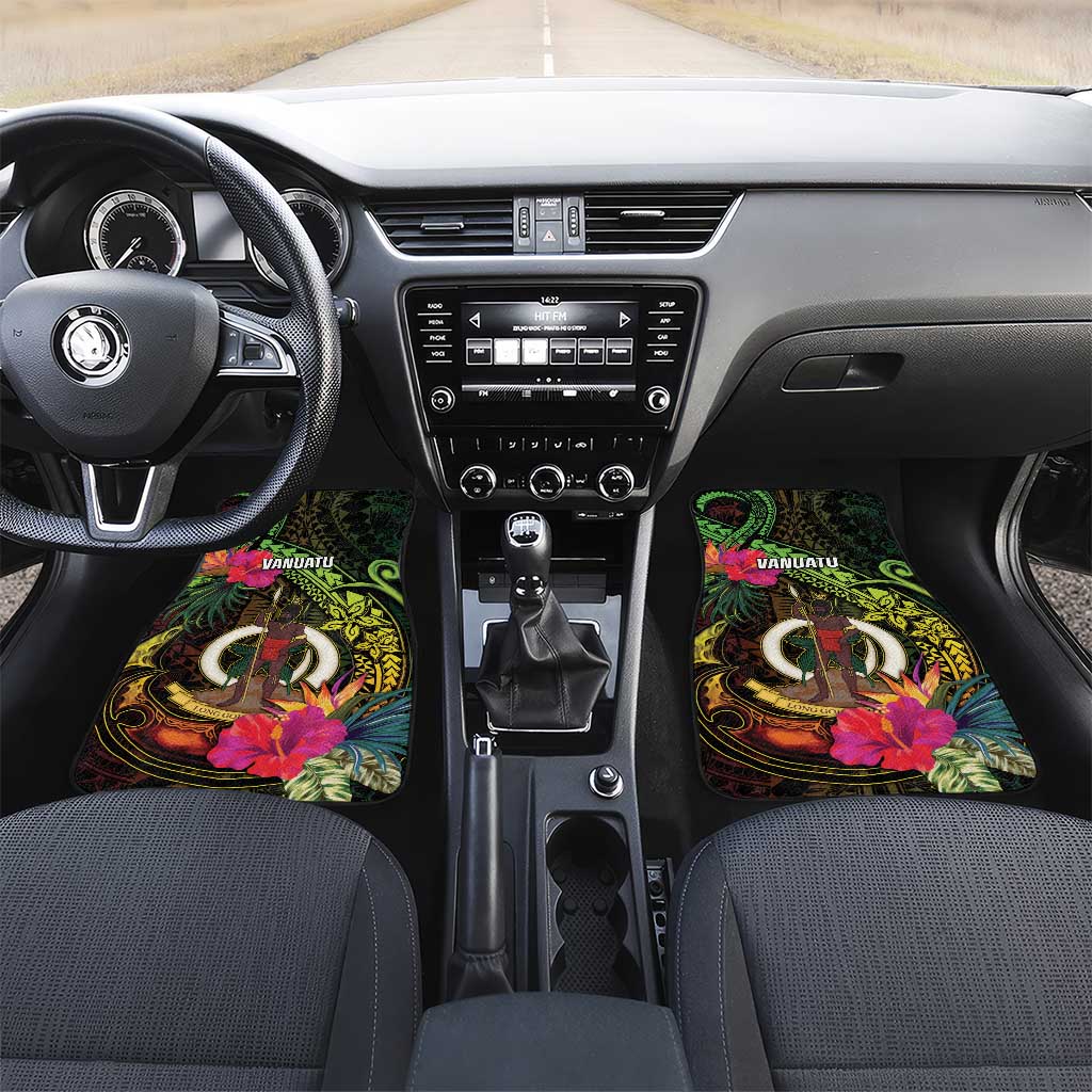Vanuatu Car Mats Be Strong Pray For Port Vila LT05 Set 2pcs - Front Black - Polynesian Pride