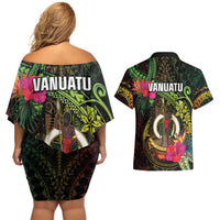 Vanuatu Couples Matching Off Shoulder Short Dress and Hawaiian Shirt Be Strong Pray For Port Vila LT05 - Polynesian Pride