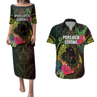 Vanuatu Couples Matching Puletasi and Hawaiian Shirt Be Strong Pray For Port Vila LT05 Black - Polynesian Pride
