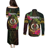 Vanuatu Couples Matching Puletasi and Long Sleeve Button Shirt Be Strong Pray For Port Vila LT05 - Polynesian Pride