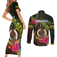 Vanuatu Couples Matching Short Sleeve Bodycon Dress and Long Sleeve Button Shirt Be Strong Pray For Port Vila LT05 - Polynesian Pride