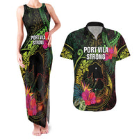Vanuatu Couples Matching Tank Maxi Dress and Hawaiian Shirt Be Strong Pray For Port Vila LT05 Black - Polynesian Pride