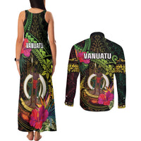 Vanuatu Couples Matching Tank Maxi Dress and Long Sleeve Button Shirt Be Strong Pray For Port Vila LT05 - Polynesian Pride