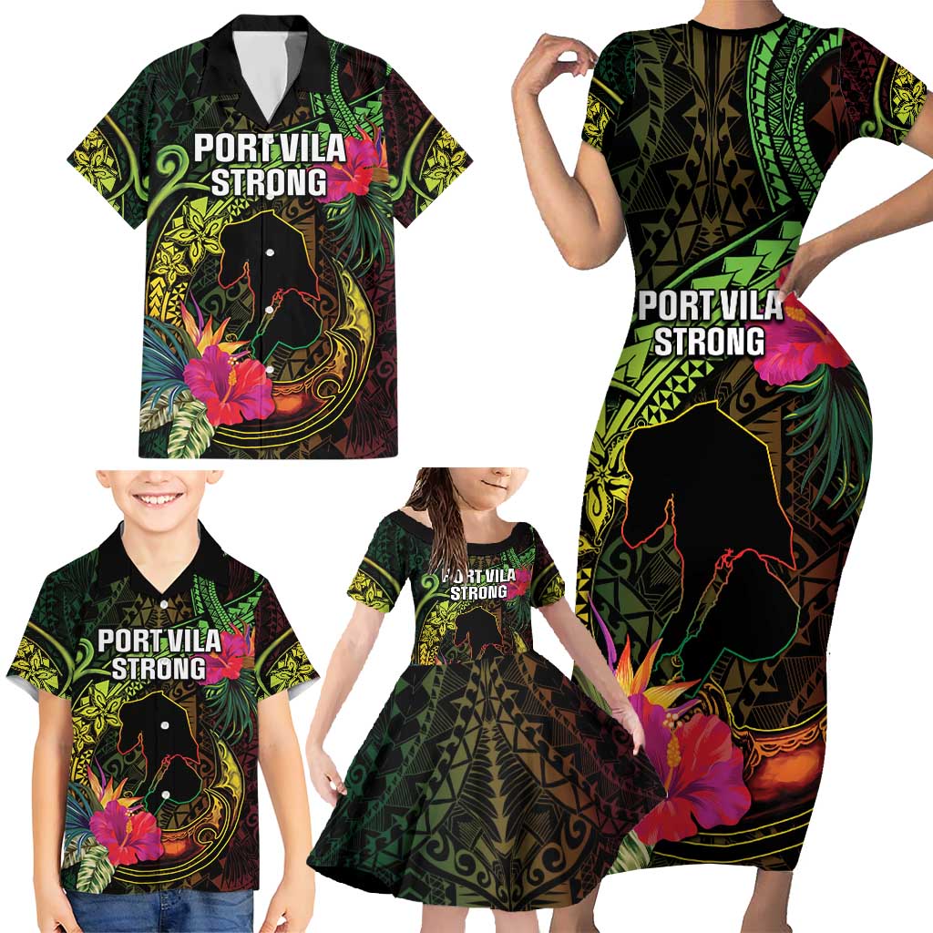 Vanuatu Family Matching Short Sleeve Bodycon Dress and Hawaiian Shirt Be Strong Pray For Port Vila