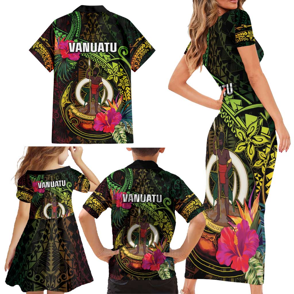 Vanuatu Family Matching Short Sleeve Bodycon Dress and Hawaiian Shirt Be Strong Pray For Port Vila