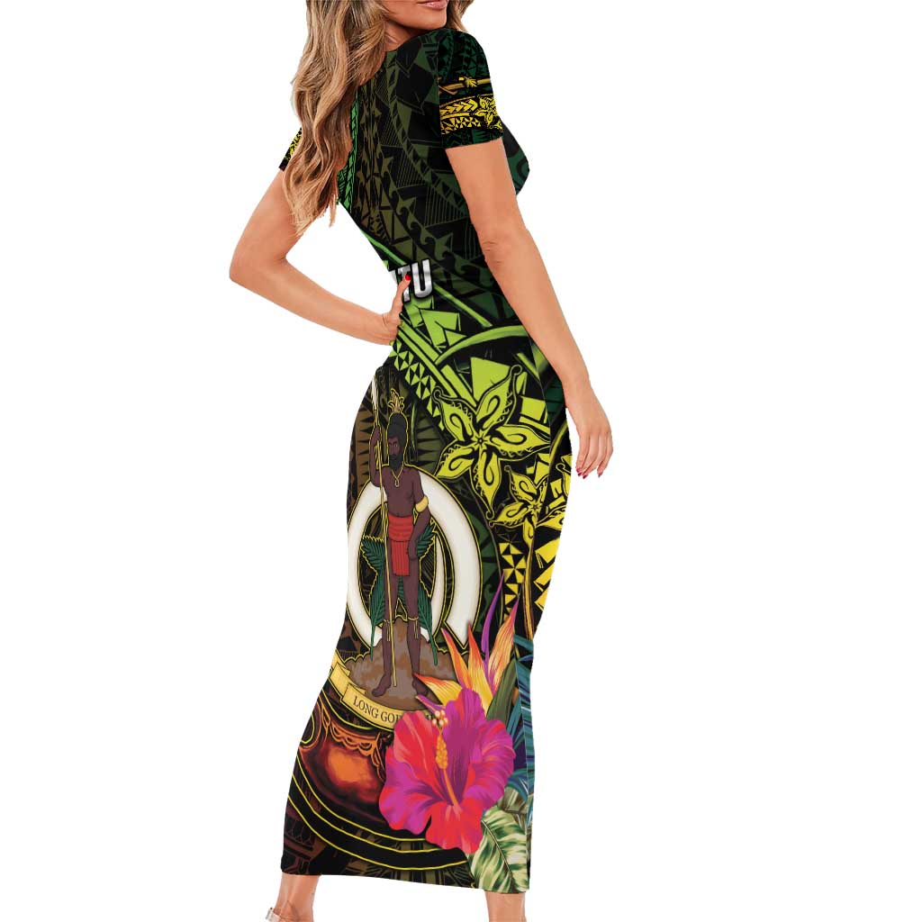 Vanuatu Family Matching Short Sleeve Bodycon Dress and Hawaiian Shirt Be Strong Pray For Port Vila