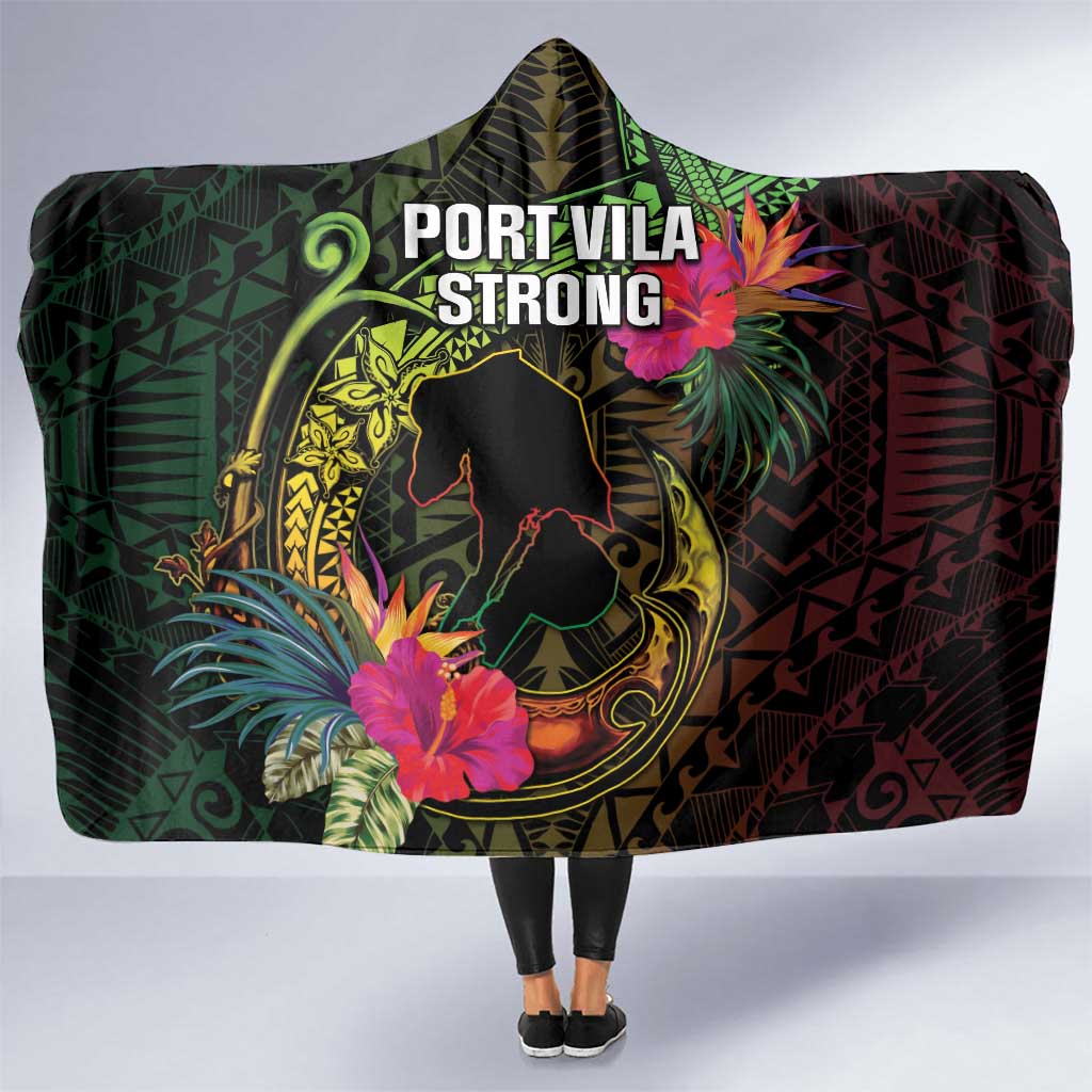 Vanuatu Hooded Blanket Be Strong Pray For Port Vila LT05 One Size Black - Polynesian Pride