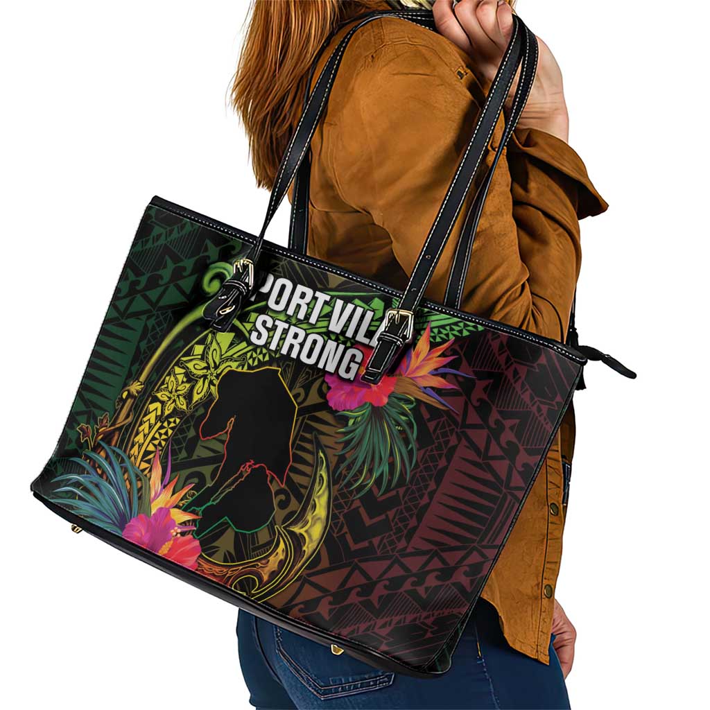 Vanuatu Leather Tote Bag Be Strong Pray For Port Vila