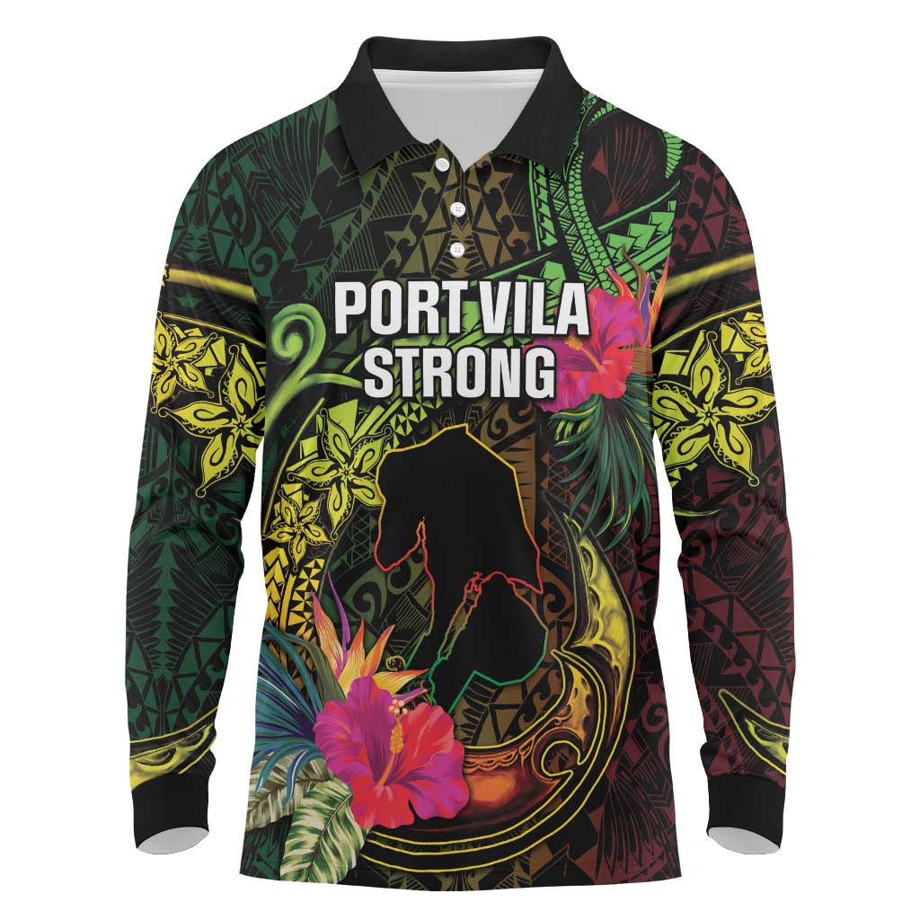 Vanuatu Long Sleeve Polo Shirt Be Strong Pray For Port Vila