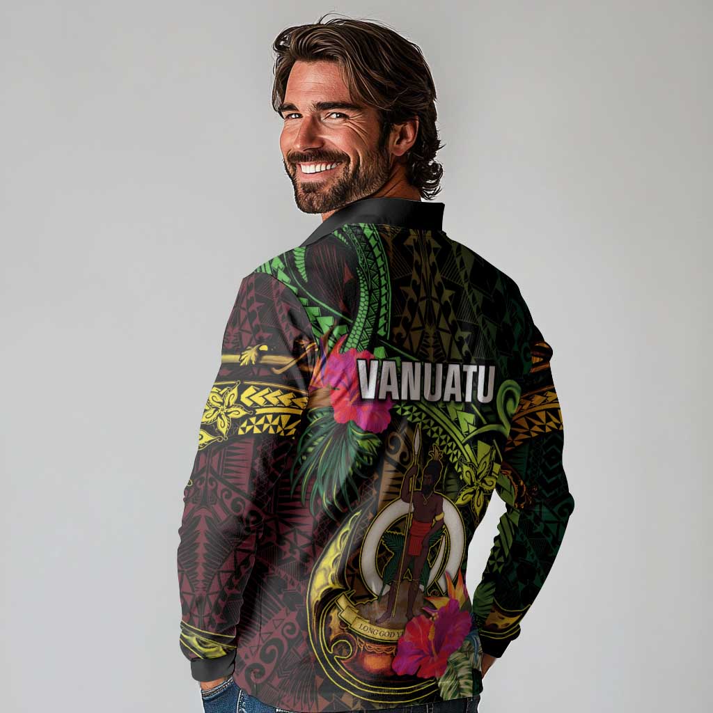 Vanuatu Long Sleeve Polo Shirt Be Strong Pray For Port Vila