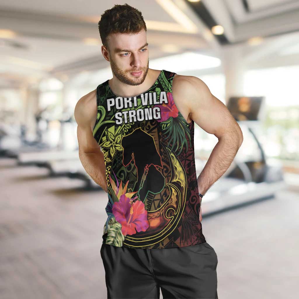 Vanuatu Men Tank Top Be Strong Pray For Port Vila LT05 Black - Polynesian Pride