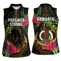 Vanuatu Women Sleeveless Polo Shirt Be Strong Pray For Port Vila
