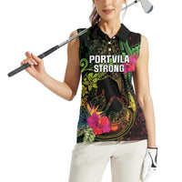 Vanuatu Women Sleeveless Polo Shirt Be Strong Pray For Port Vila